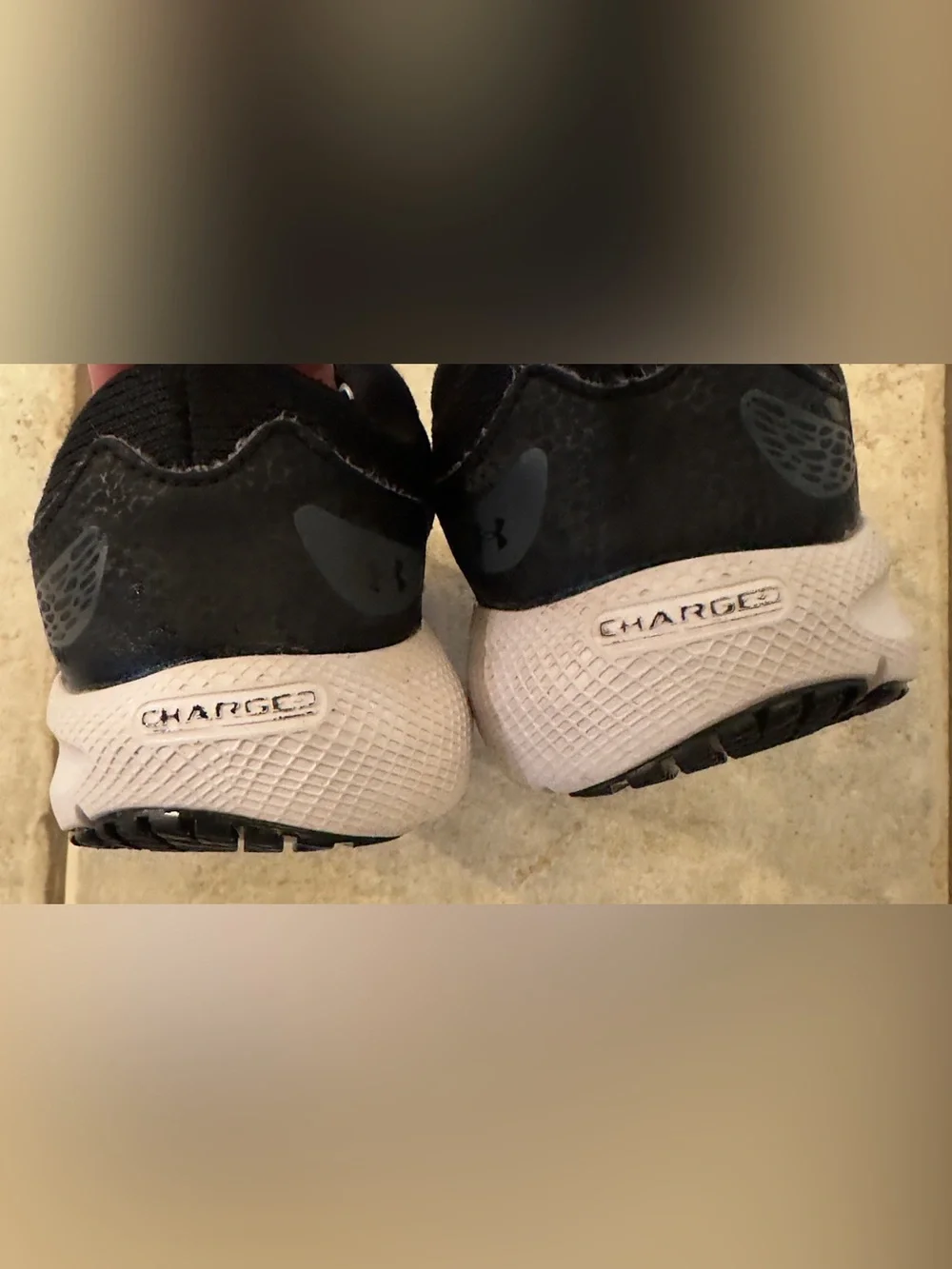 Under Armour Kids Black Athletic Running Shoes with White Soles